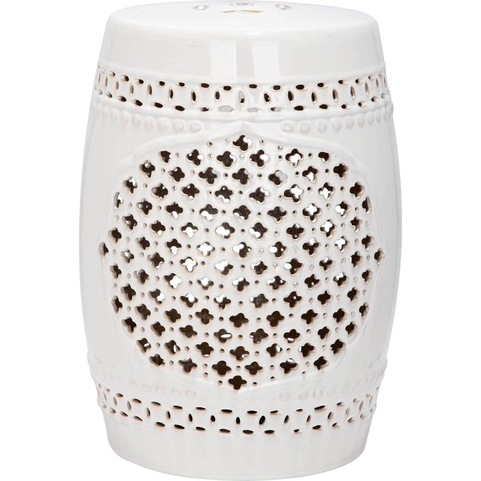 Adelyn Quatrefoil Garden Stool Creme