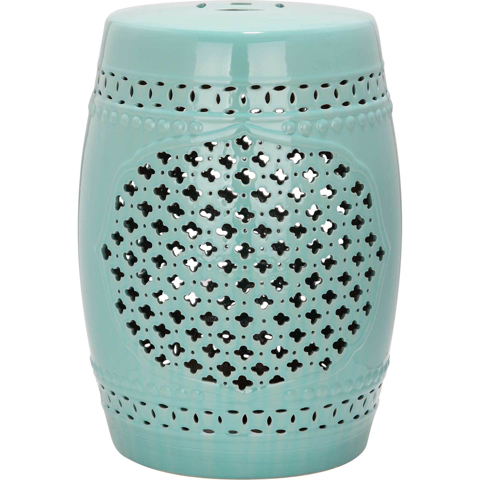 Adelyn Quatrefoil Garden Stool Robins Egg Blue