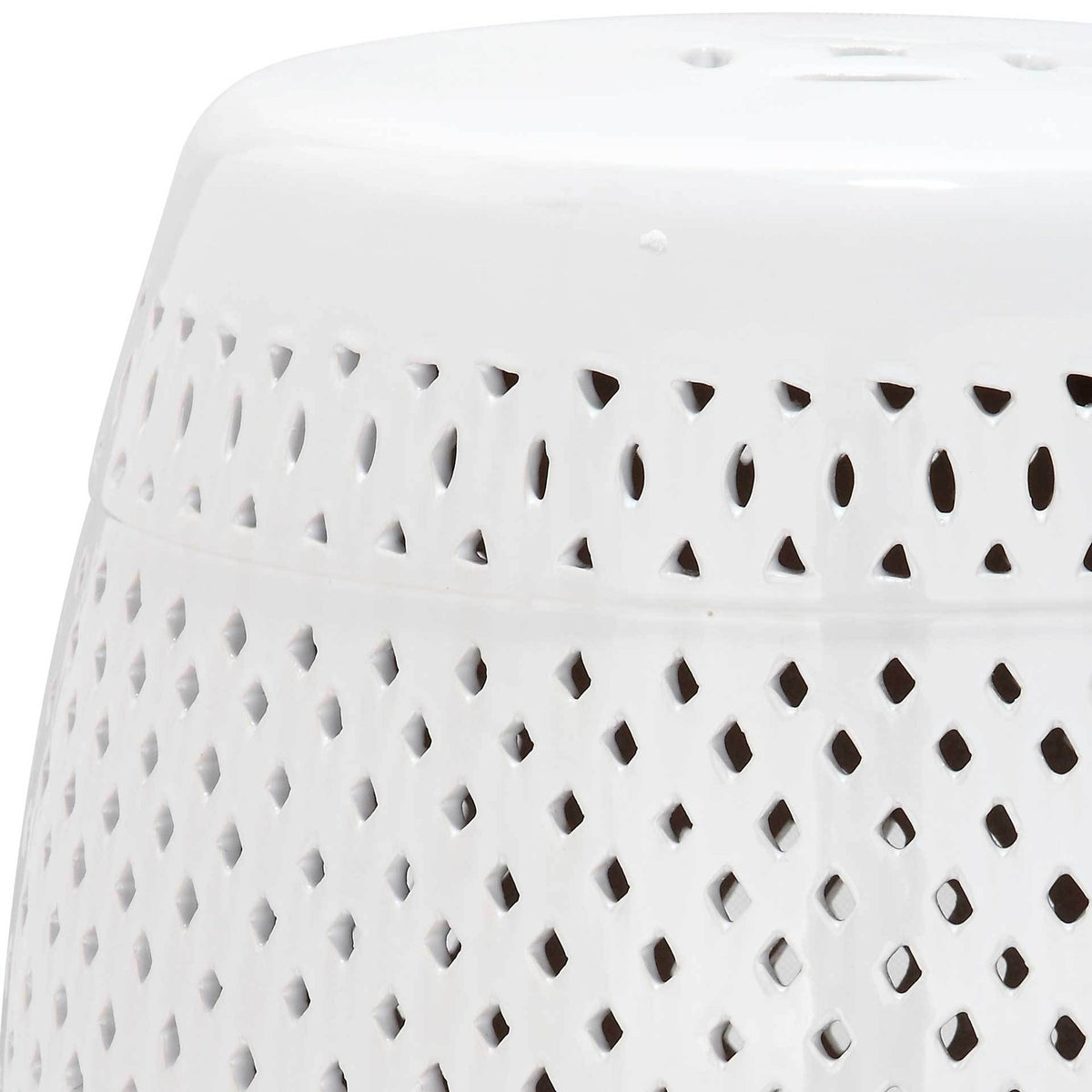 Smooth white ceramic top above rows of geometric cutouts