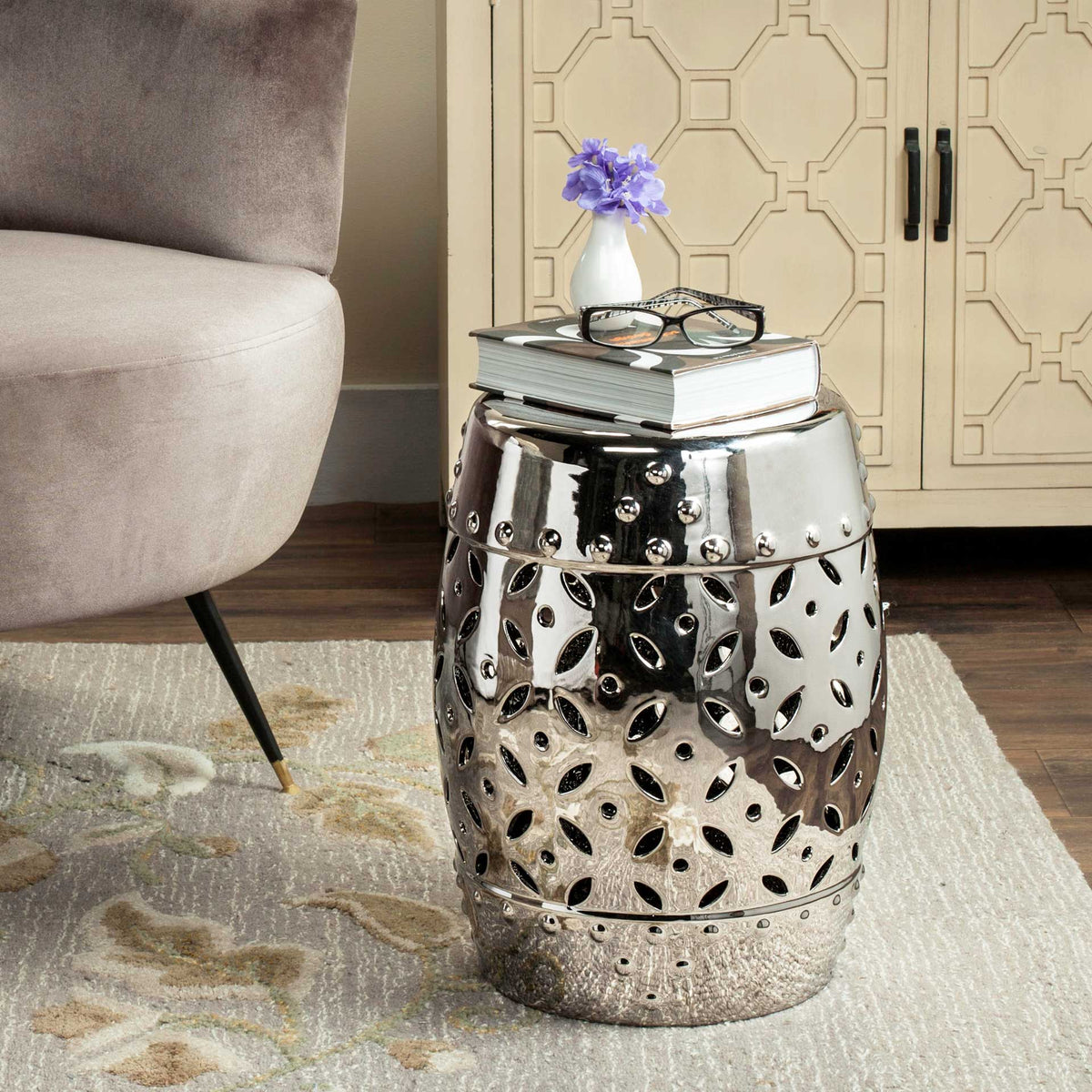 Lattice Coin Stool Silver