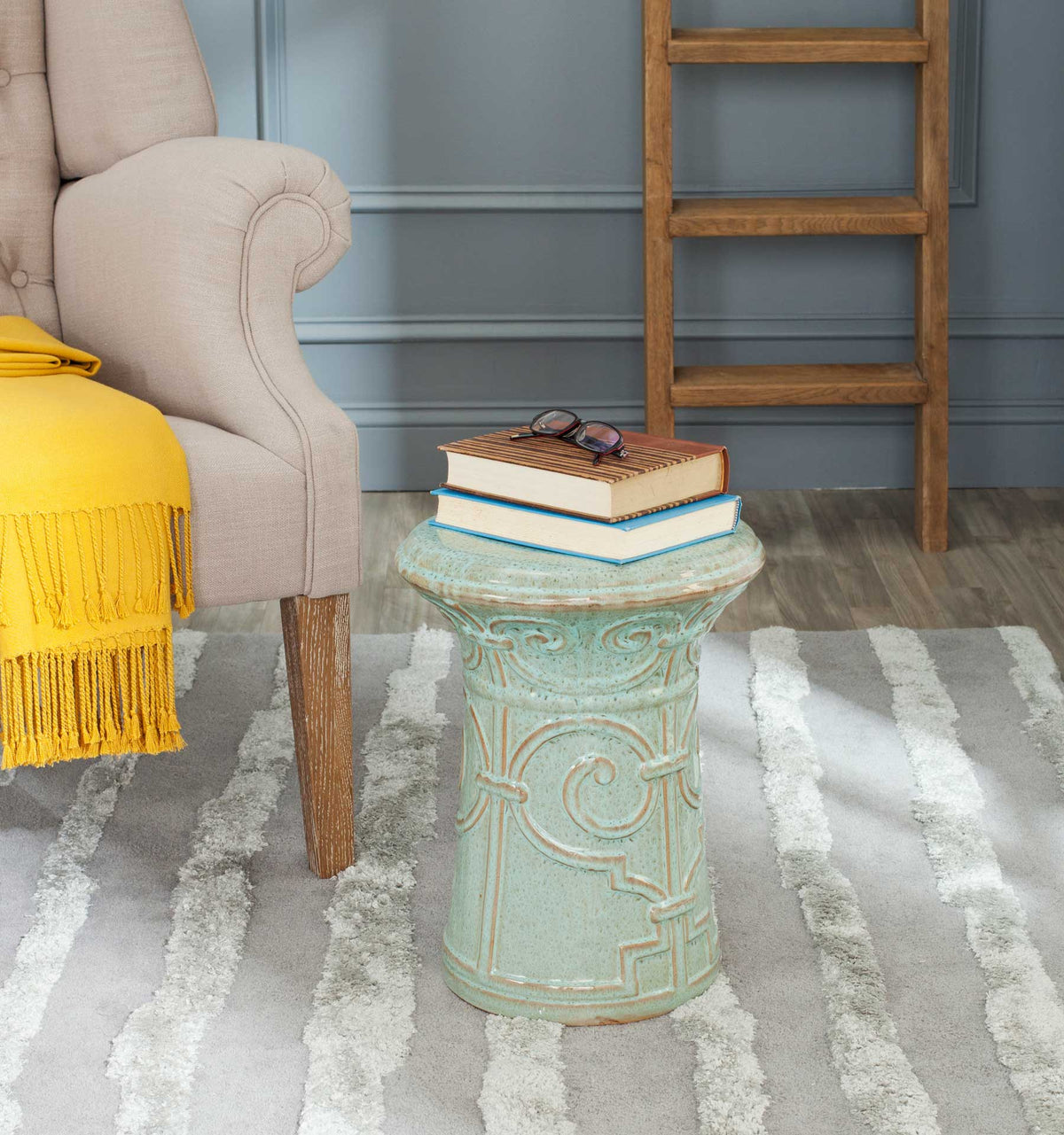 Imperial Garden Stool Blue