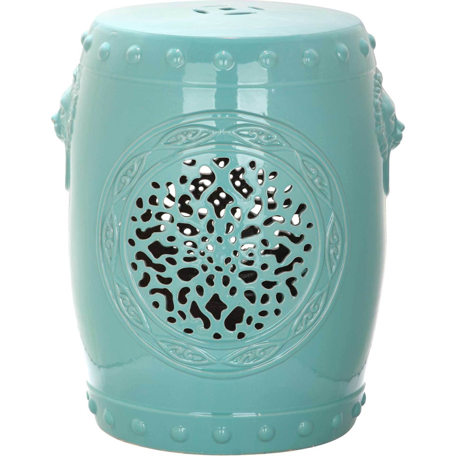 Florencia Drum Garden Stool Light Blue