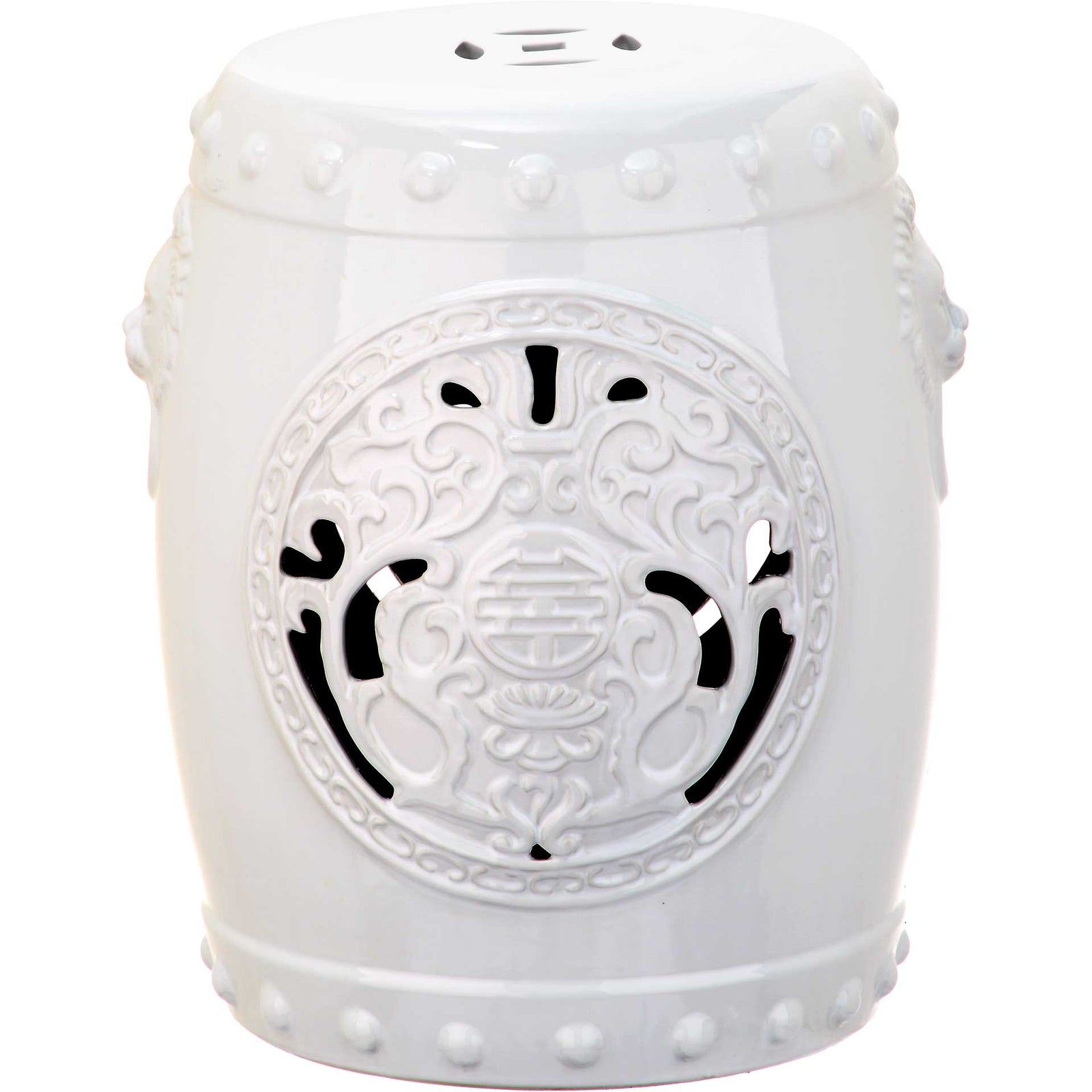 Dragon Coin Garden Stool Antique White