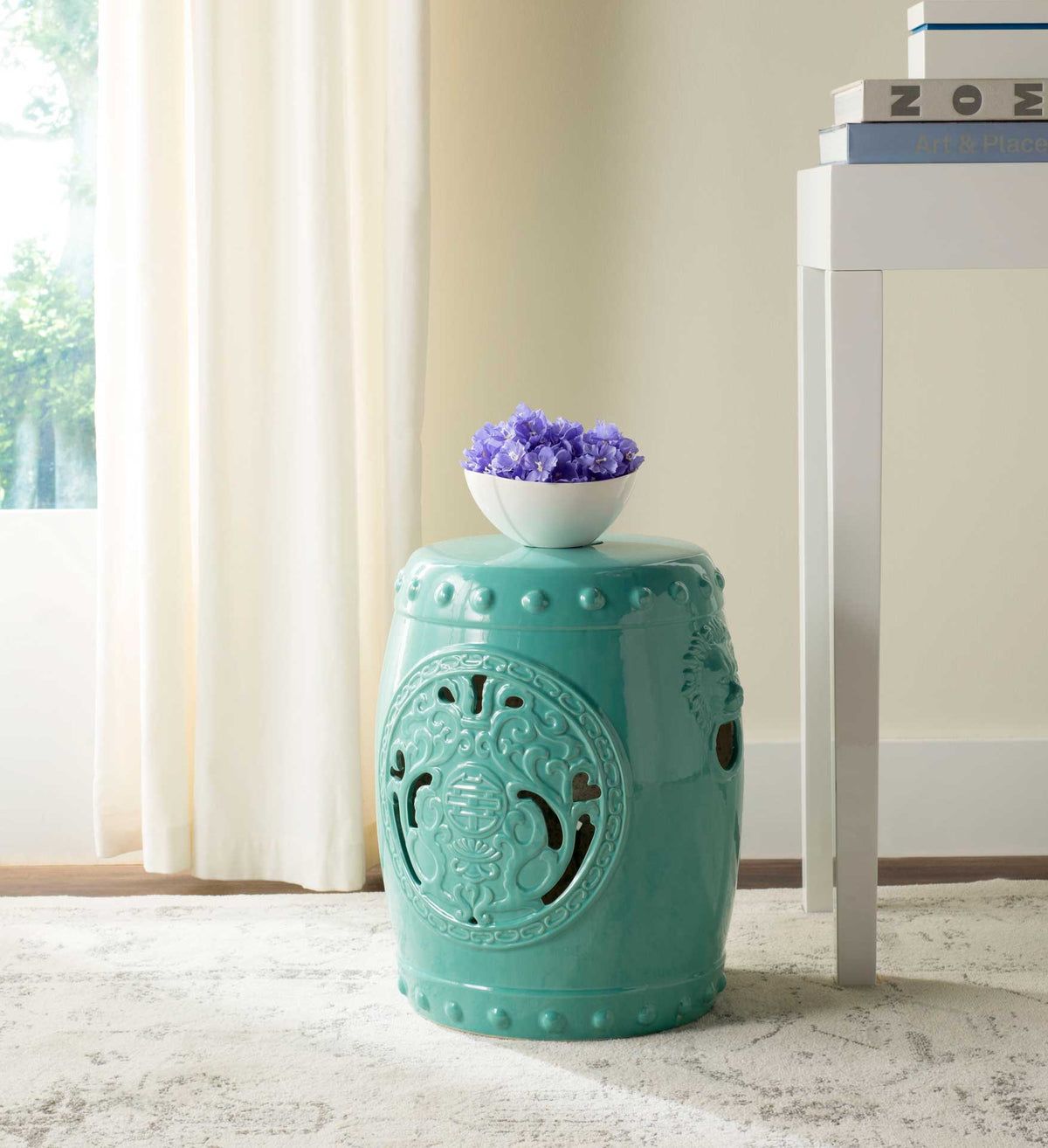 Dragon Coin Garden Stool Light Blue