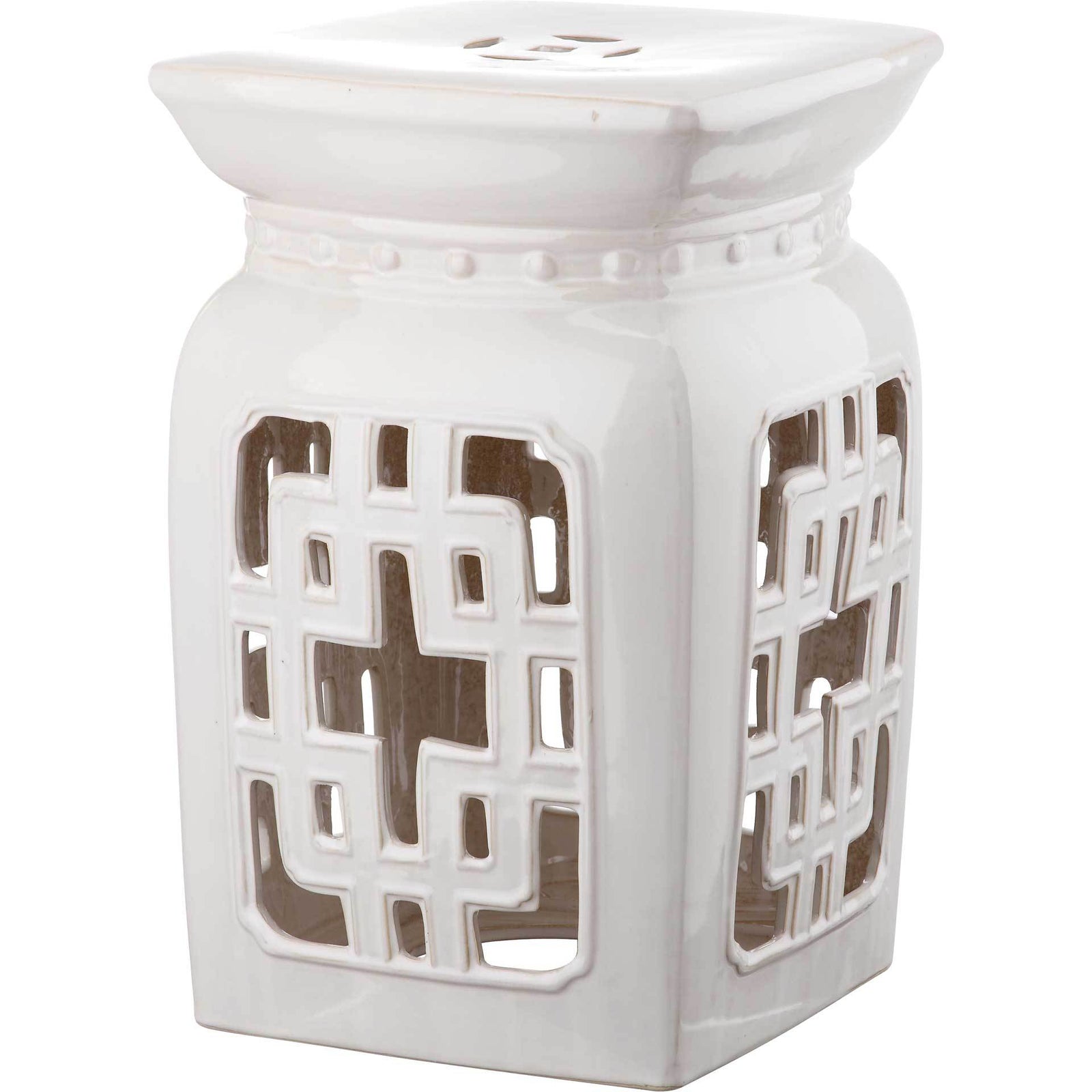 Beatrice Filigree Garden Stool Creme