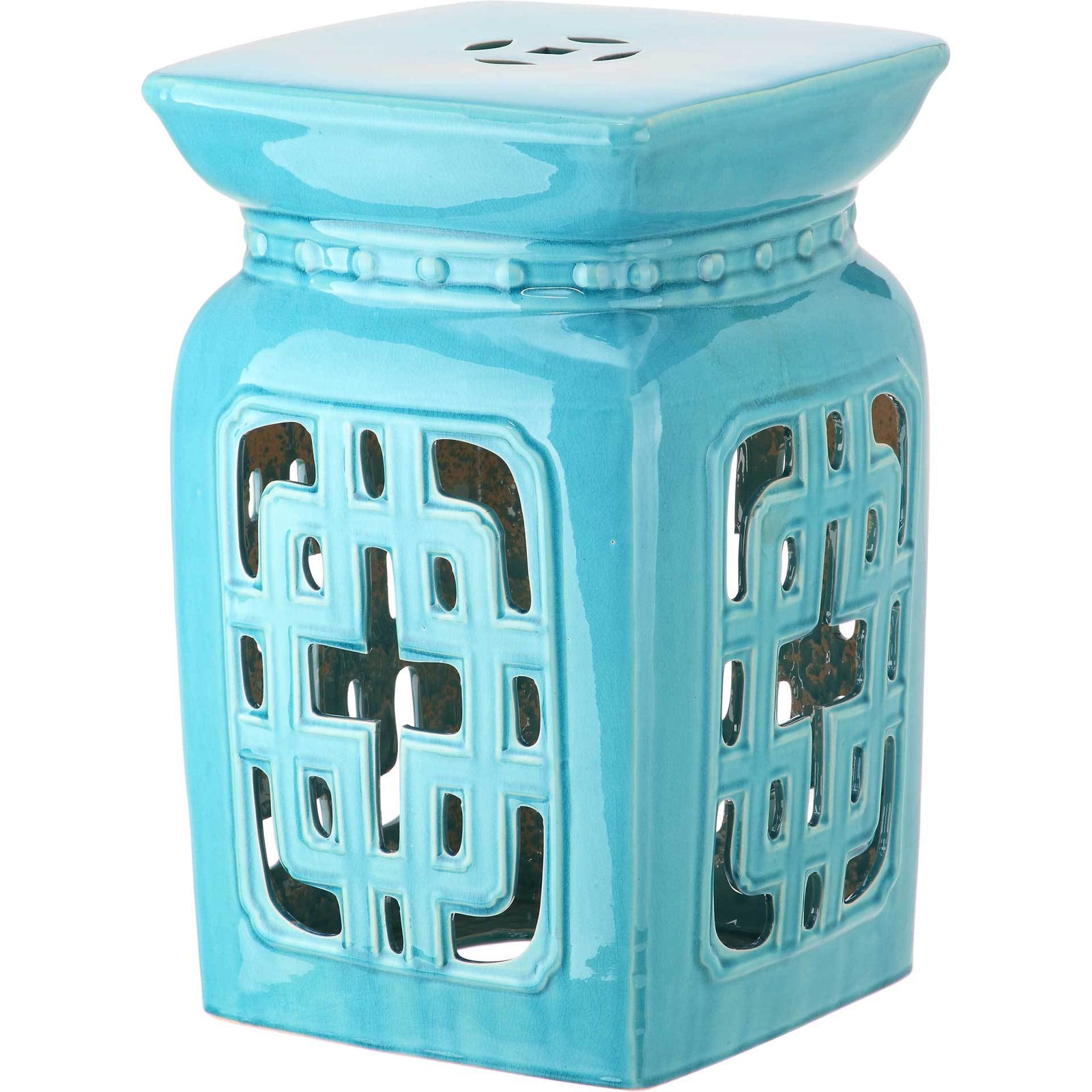 Beatrice Filigree Garden Stool Light Blue