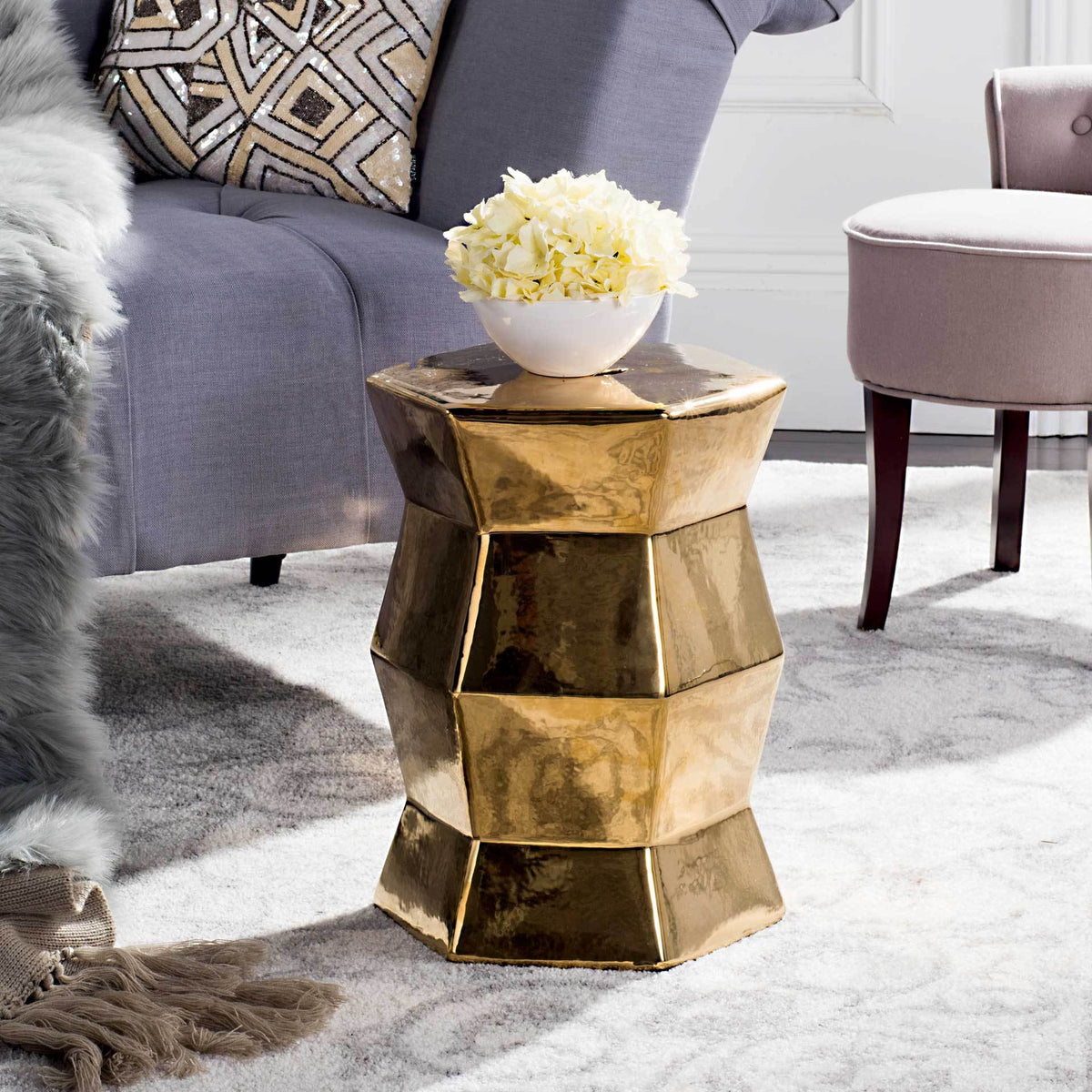 Molly Hexagon Garden Stool Gold