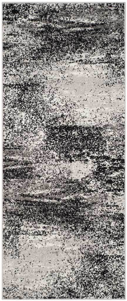 Bold charcoal markings lend graphic contrast to this softly mottled silver runner || ADR112G-26 || top_studio