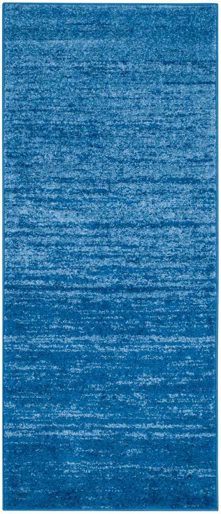 Light and dark blue runner rug with distressed horizontal striations and a rich color fade || ADR113F-26 || top_studio