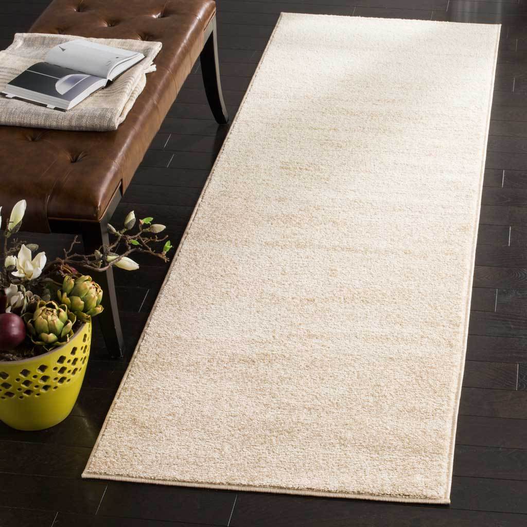 Cream runner rug with gentle champagne-toned streaks for a calm, understated look