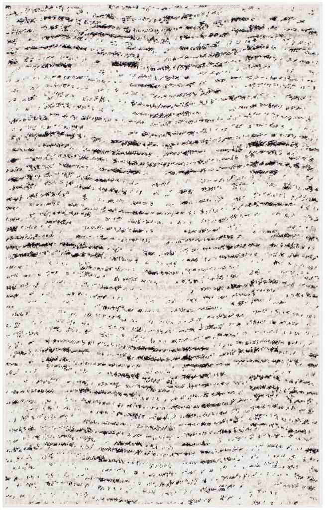 3' x 5' ivory and silver rug with delicate, scattered streaks across a bright field