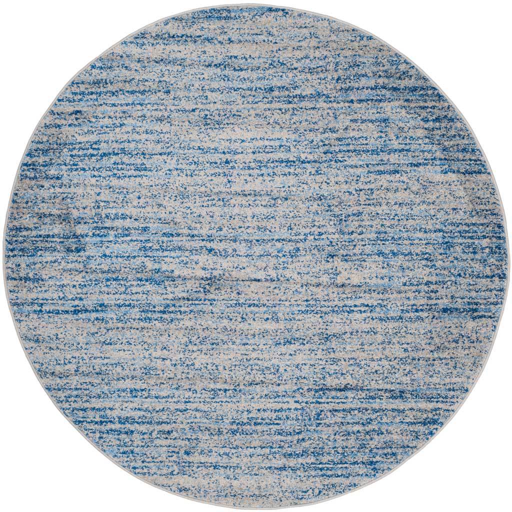 Adirondack Wave Blue/Silver Round Rug 