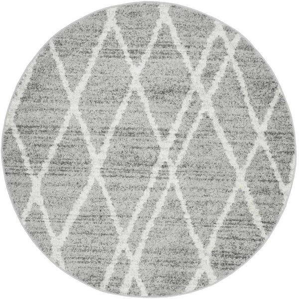 Adirondack Ivory/Silver Round Rug