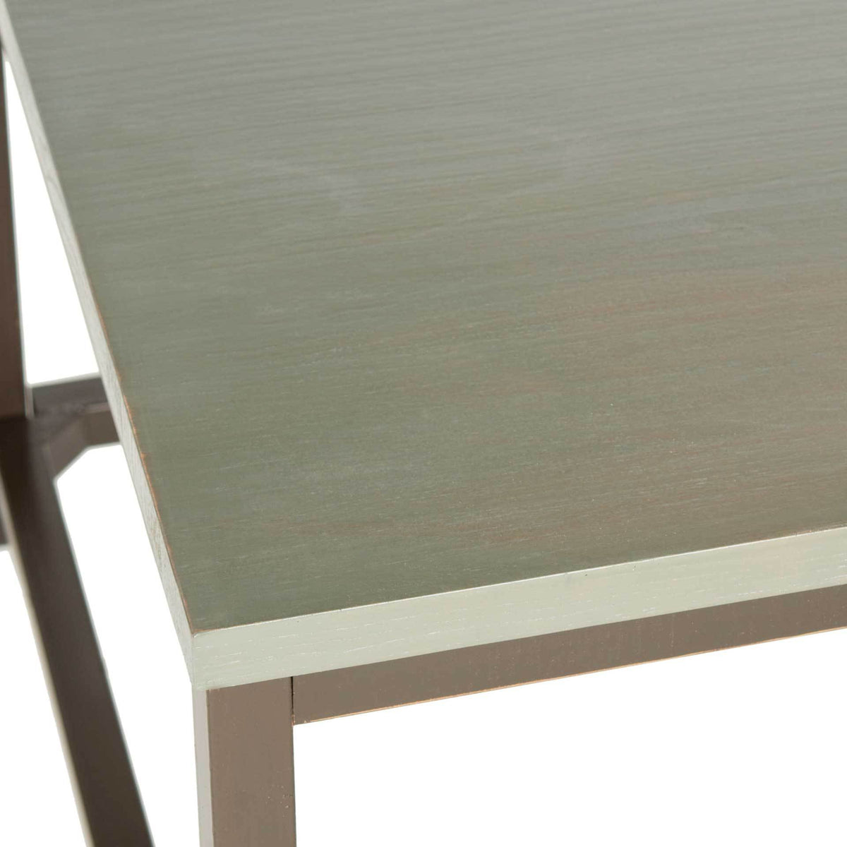 Subtle ash gray grain and a defined tabletop edge highlight the wood and metal construction.