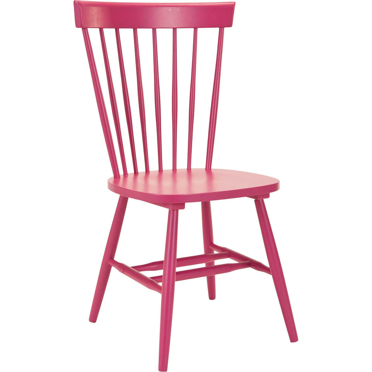 A raspberry pink wood dining chair adds a bold finish to a timeless spindle-back design. || AMH8500D-SET2 || front_angle_studio