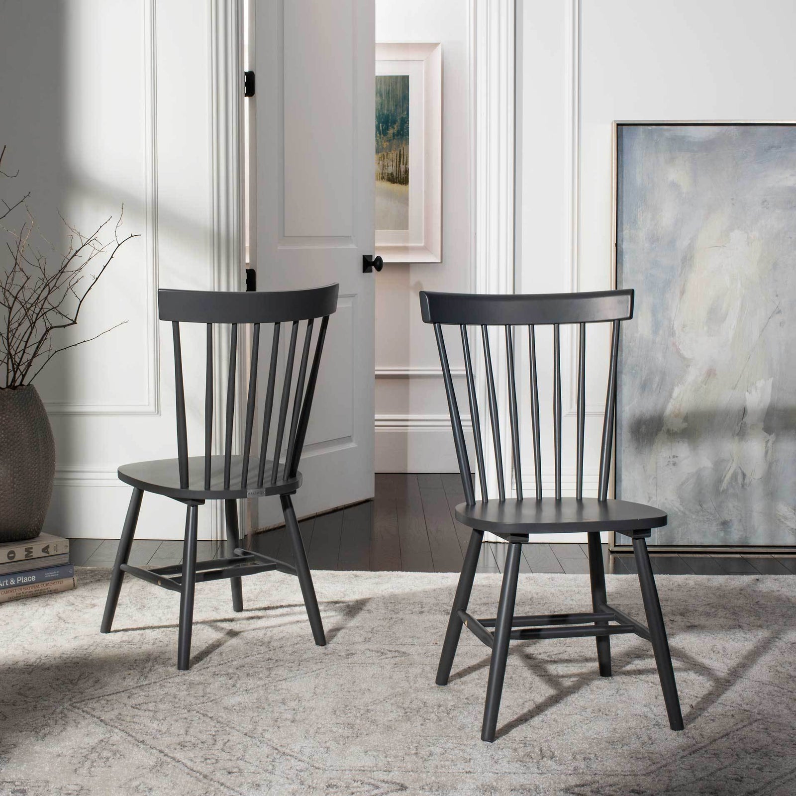 Paula Spindle Dining Chair Charcoal Gray (Set of 2)