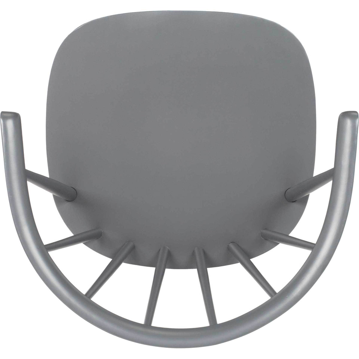 The rounded gray seat and curved back rail create a softly sculpted silhouette.