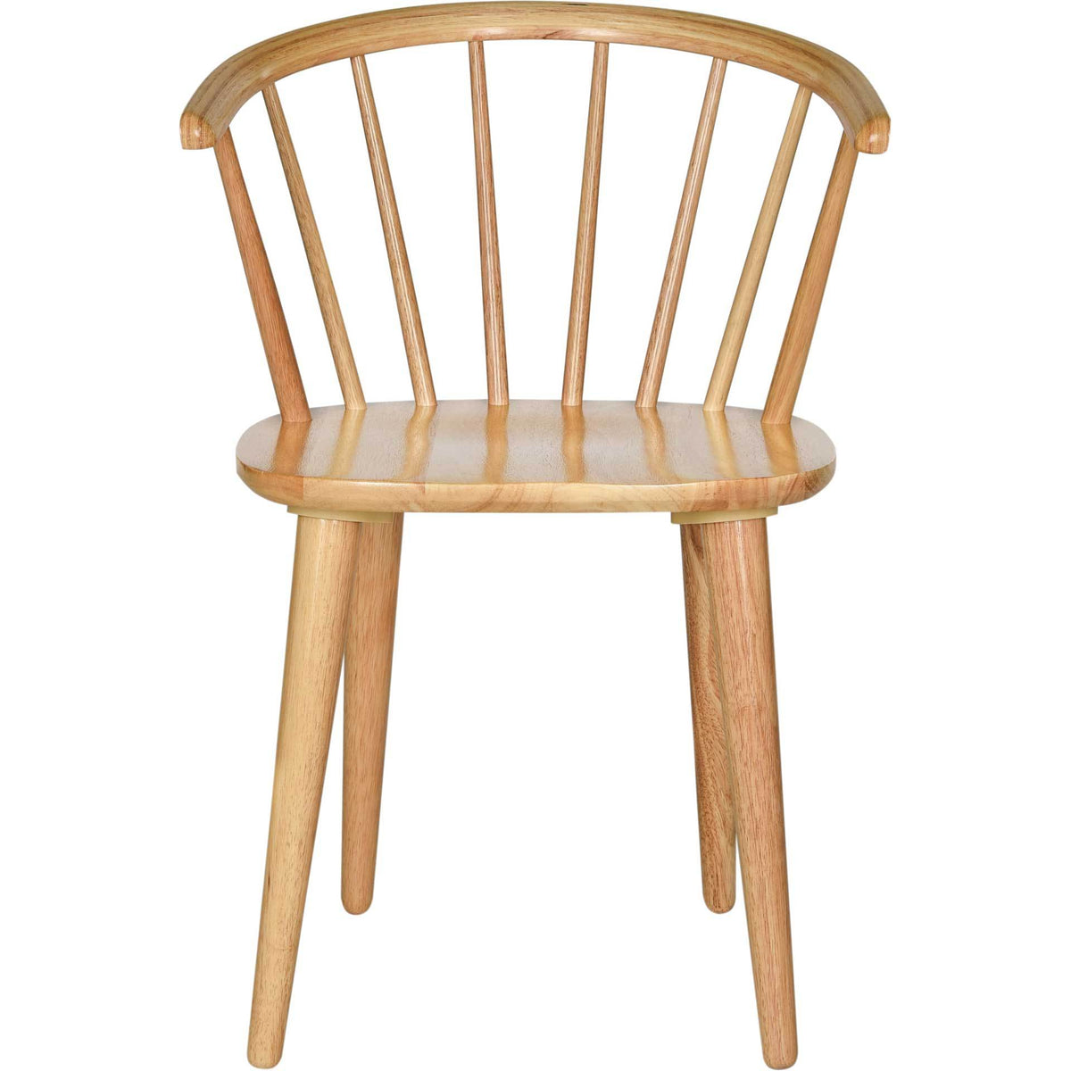 Natural wood grain warms the curved spindle back and gently rounded seat. || AMH8512D-SET2 || front_studio