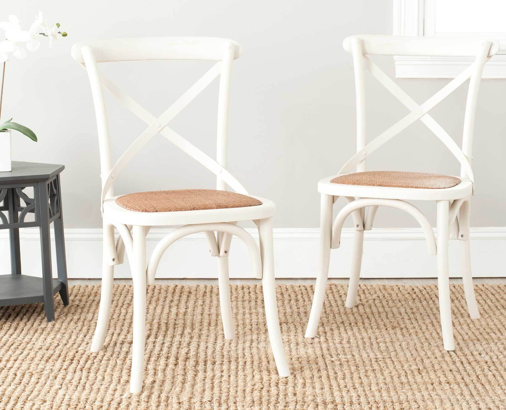 Frederick X Back Farmhouse Chair Distressed Ivory (Set of 2)