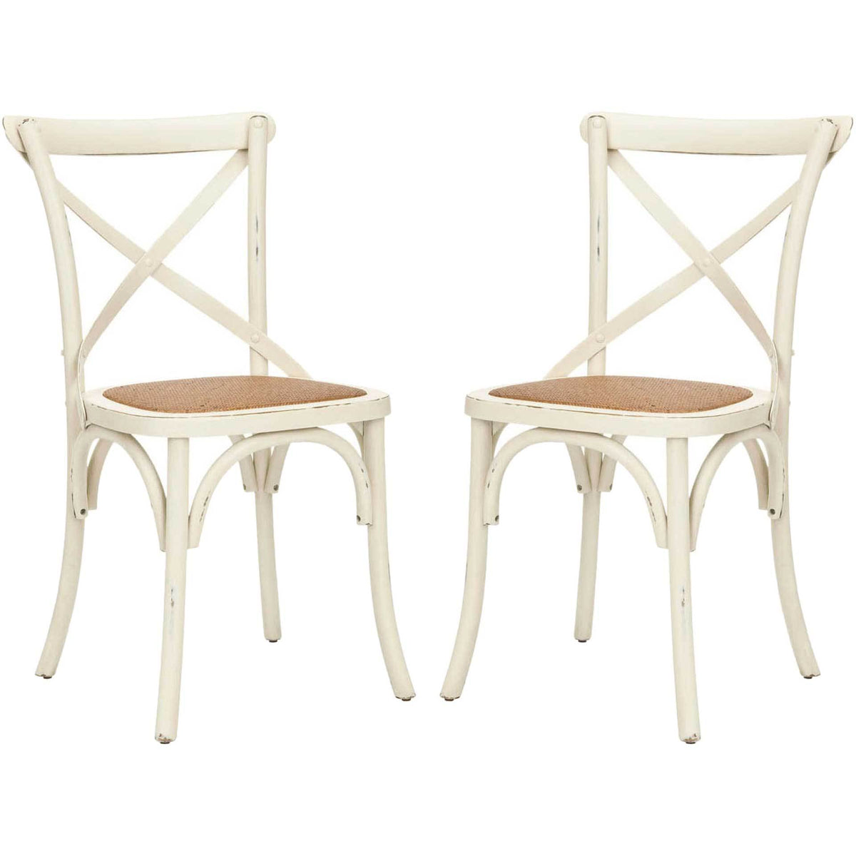 Frederick X Back Farmhouse Chair Distressed Ivory (Set of 2)