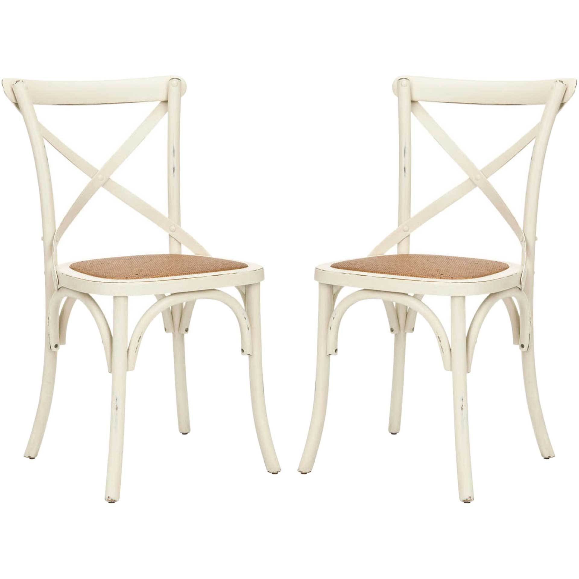 Frederick X Back Farmhouse Chair Distressed Ivory (Set of 2)