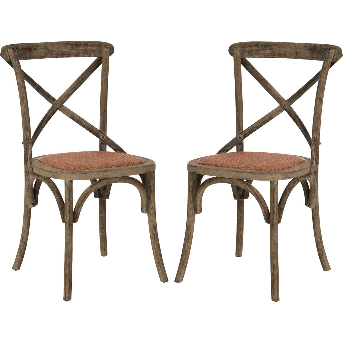 Frederick X Back Farmhouse Chair Distressed Colonial Walnut (Set of 2)