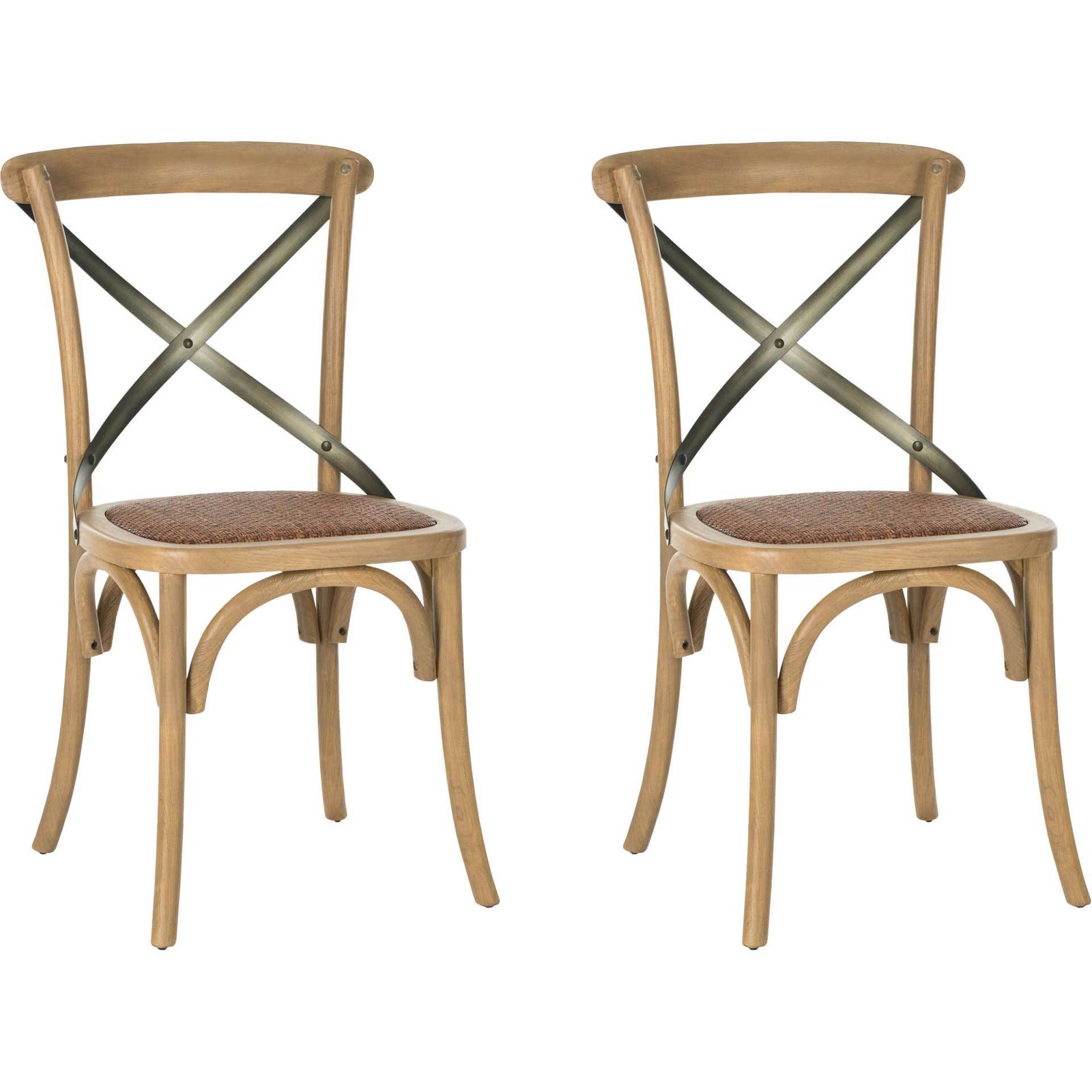 Elisabeth X Back Farmhouse Side Chair Weathered Oak (Set of 2)