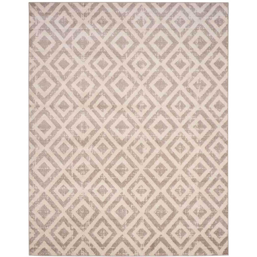 Repeating mauve diamonds give this 9-by-12-foot ivory area rug a calm, contemporary feel || AMS105A-9 || top_studio
