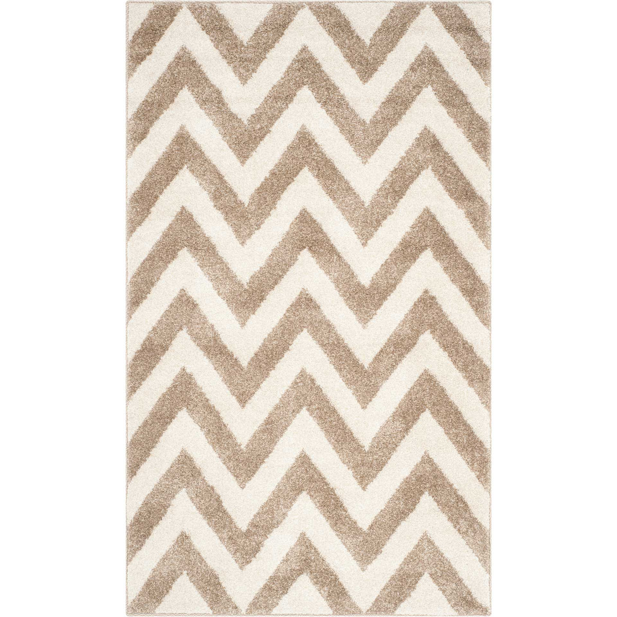 Wheat-colored chevrons give this smaller beige rug a soft, welcoming warmth.