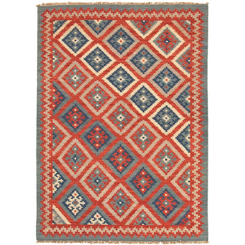 Anatolia Ottoman Burnt Brick/Medium Blue Area Rug