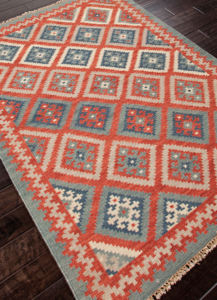 Anatolia Ottoman Burnt Brick/Medium Blue Area Rug