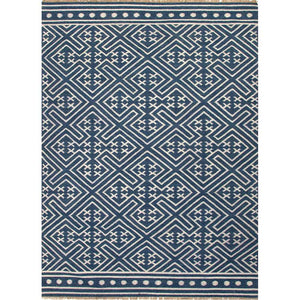 Batik Lahu Indigo Blue/Floral White Area Rug