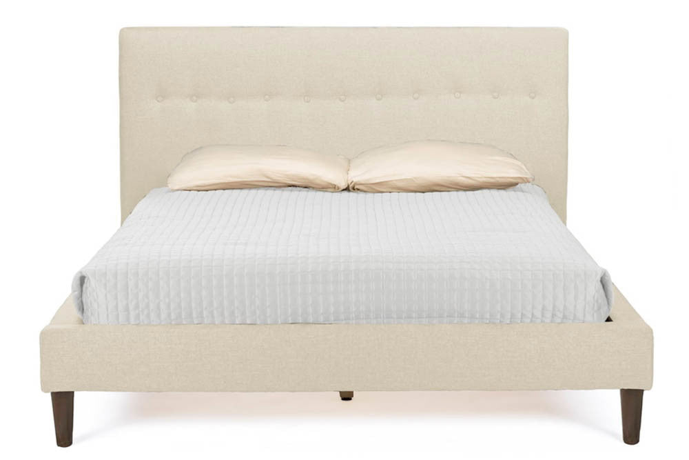 Cass Light Beige Linen Bed