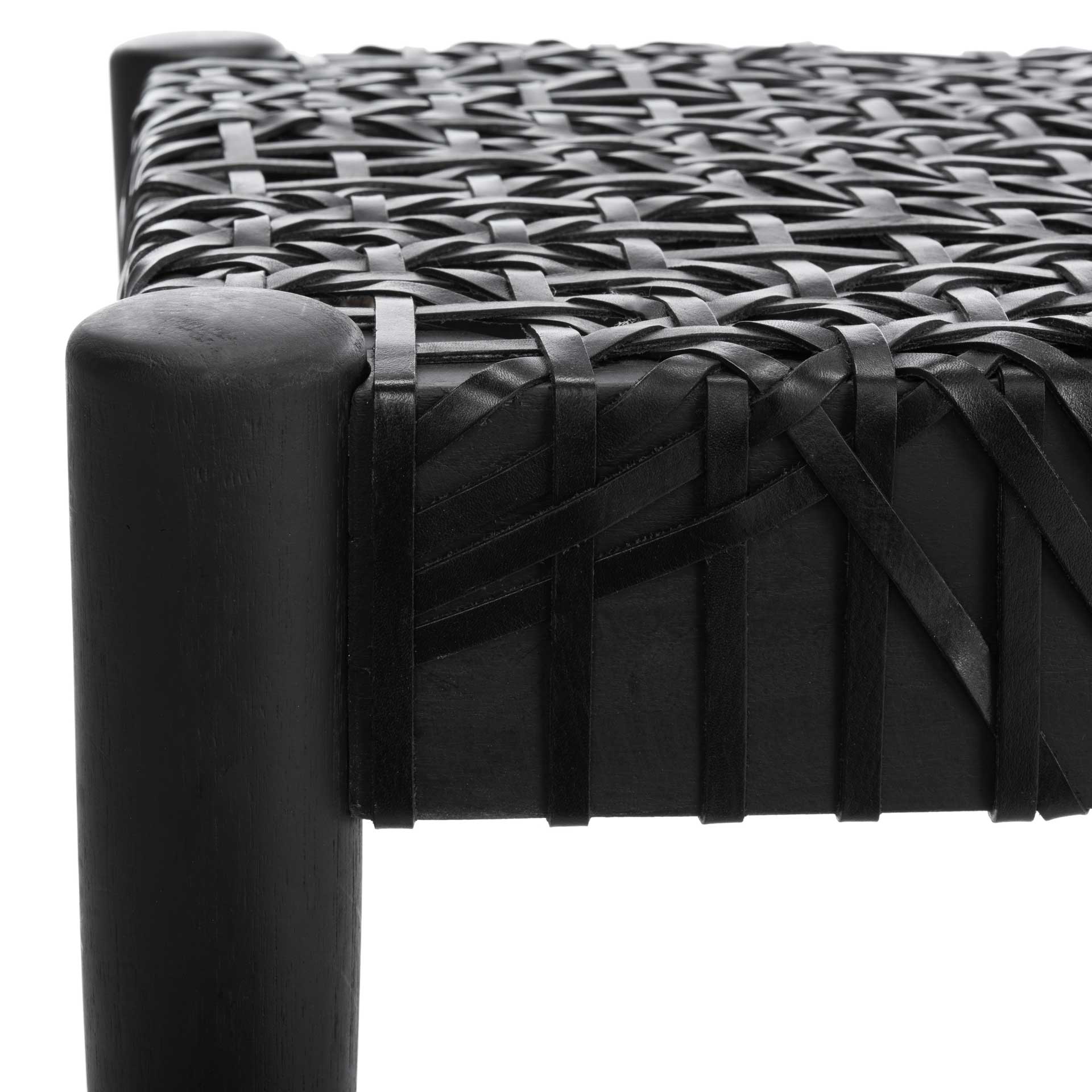 Baize Leather Weave Bench Black/Black