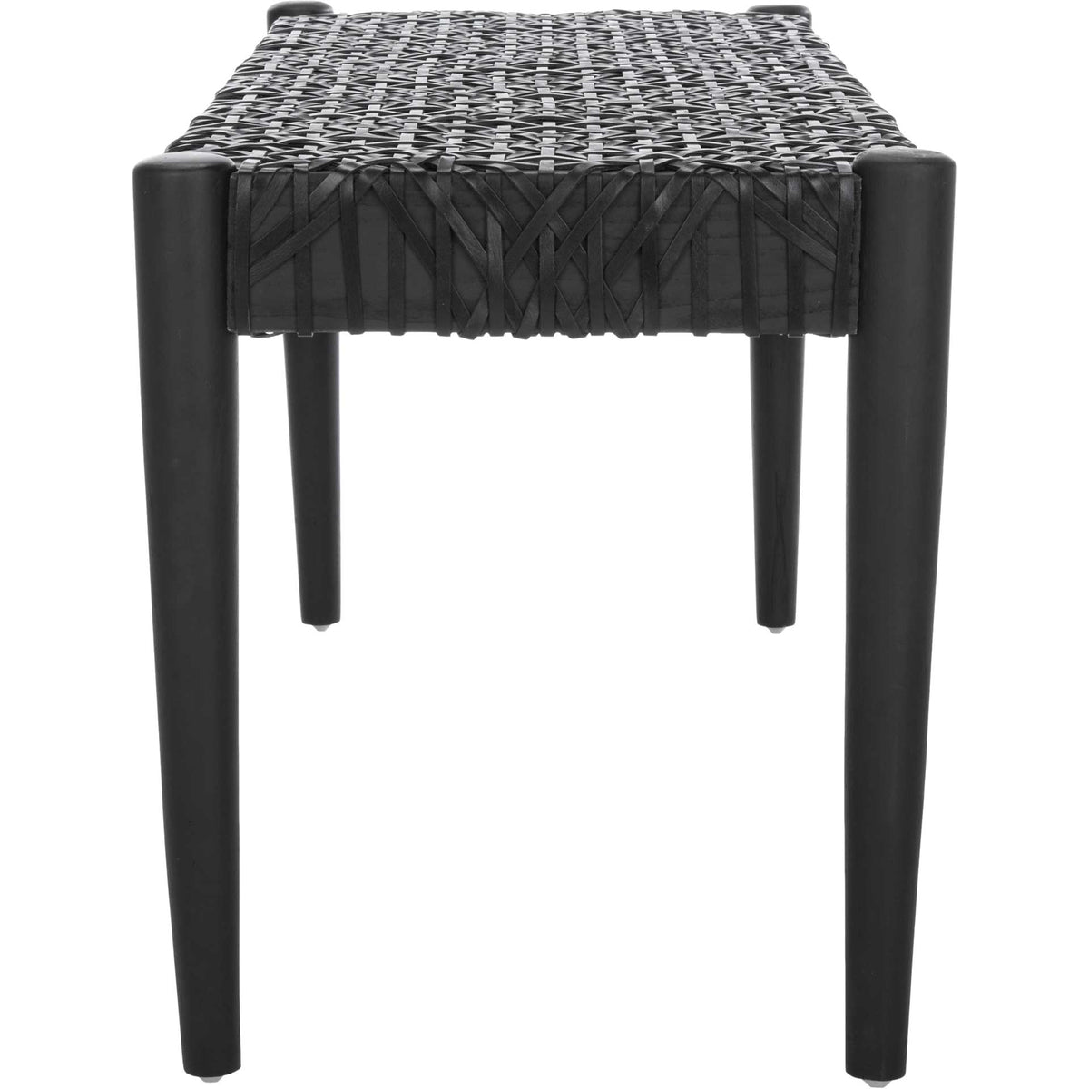 Baize Leather Weave Bench Black/Black