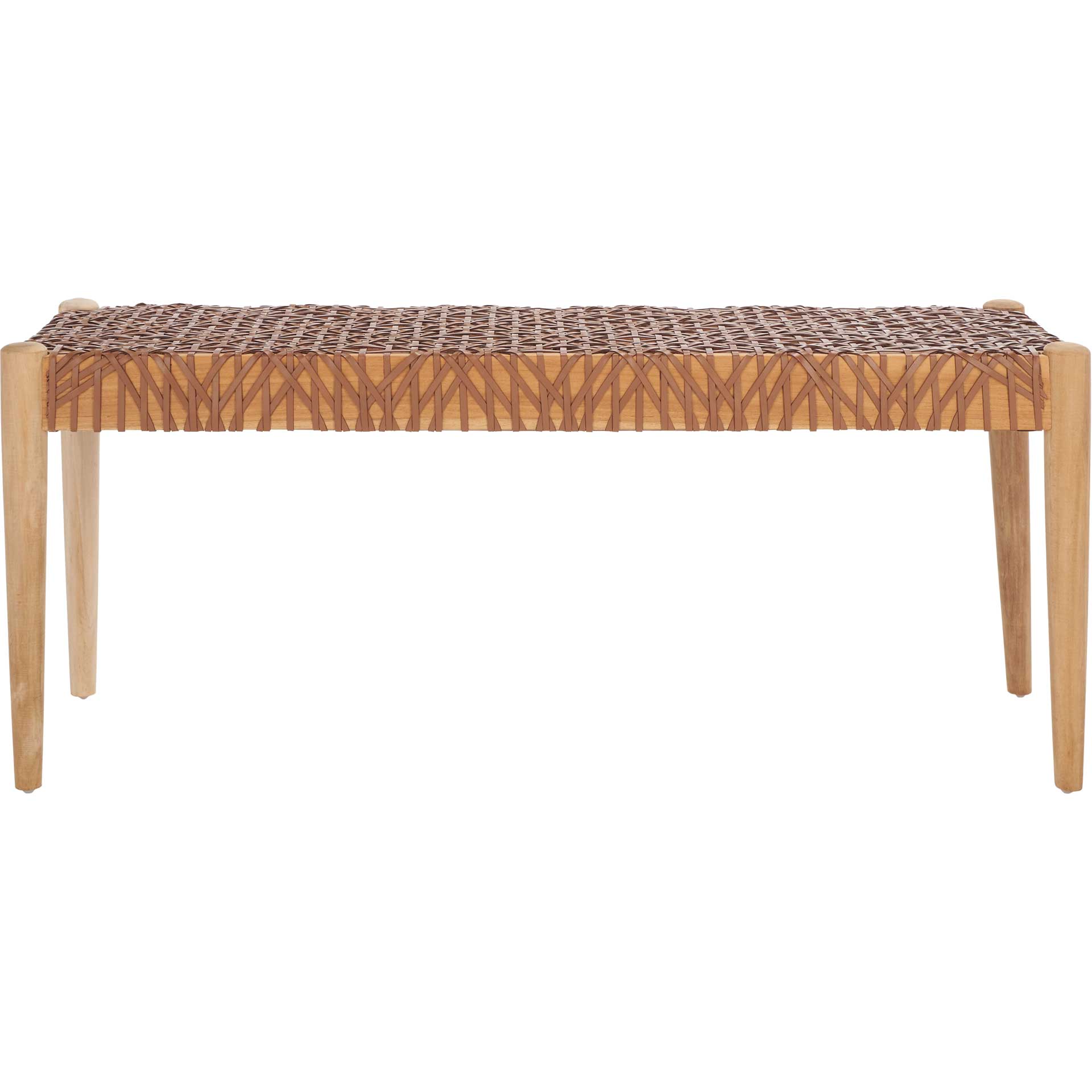 Baize Leather Weave Bench Light Honey/Natural