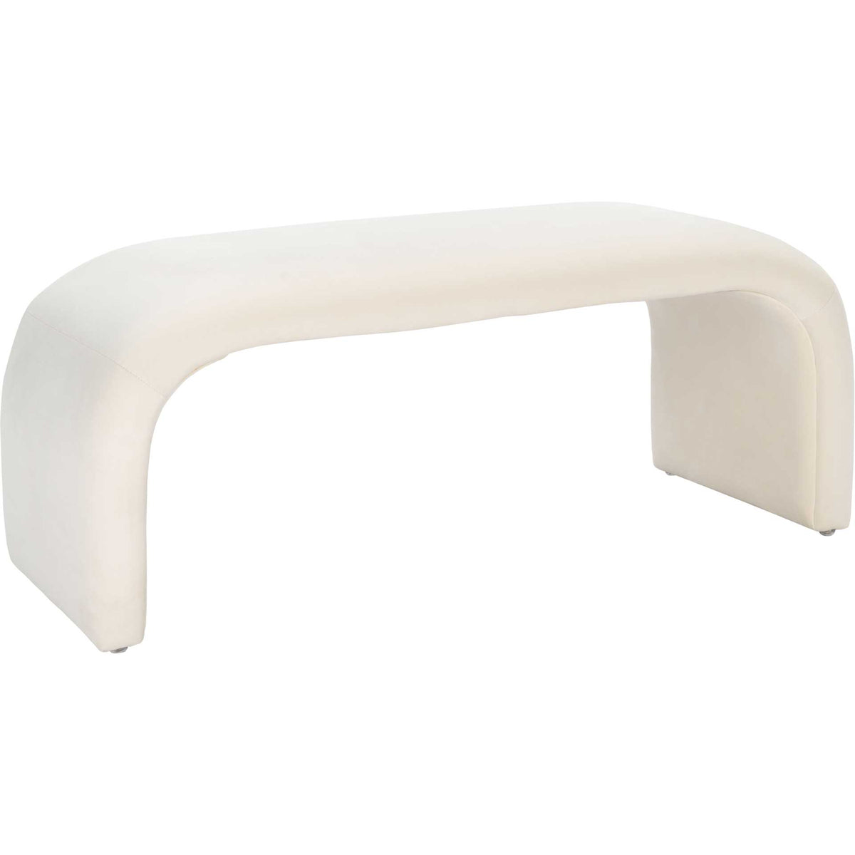 Soft cream velvet covers the cushioned seat and sweeping, rounded supports. || BCH1300A || front_angle_studio