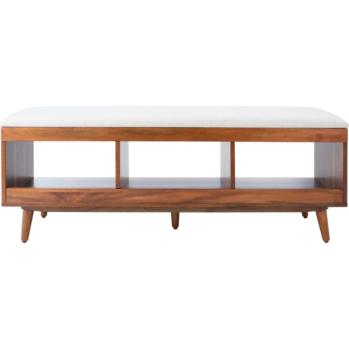 Crane Open Shelf Bench With Cushion Cream/Natural