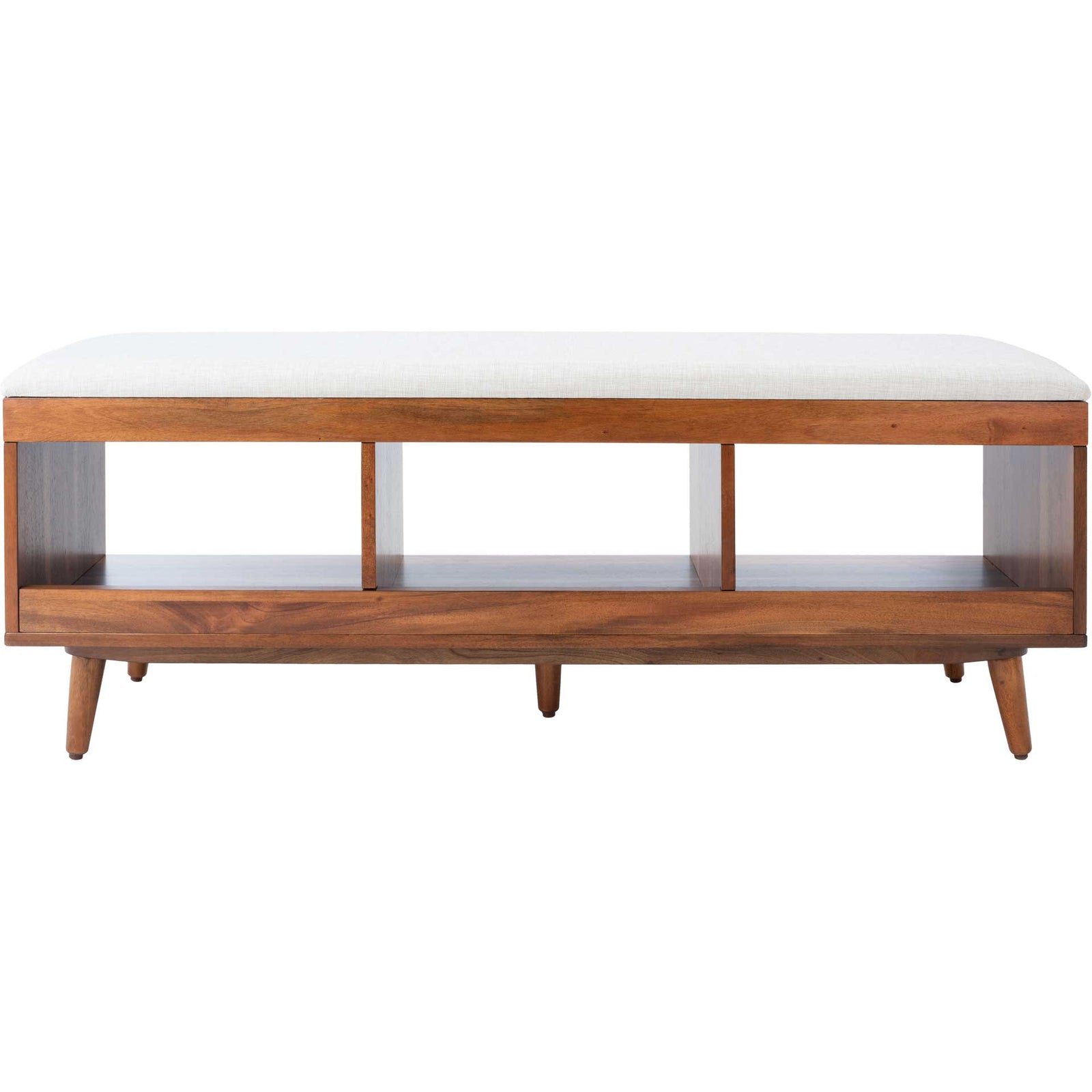 Crane Open Shelf Bench With Cushion Cream/Natural