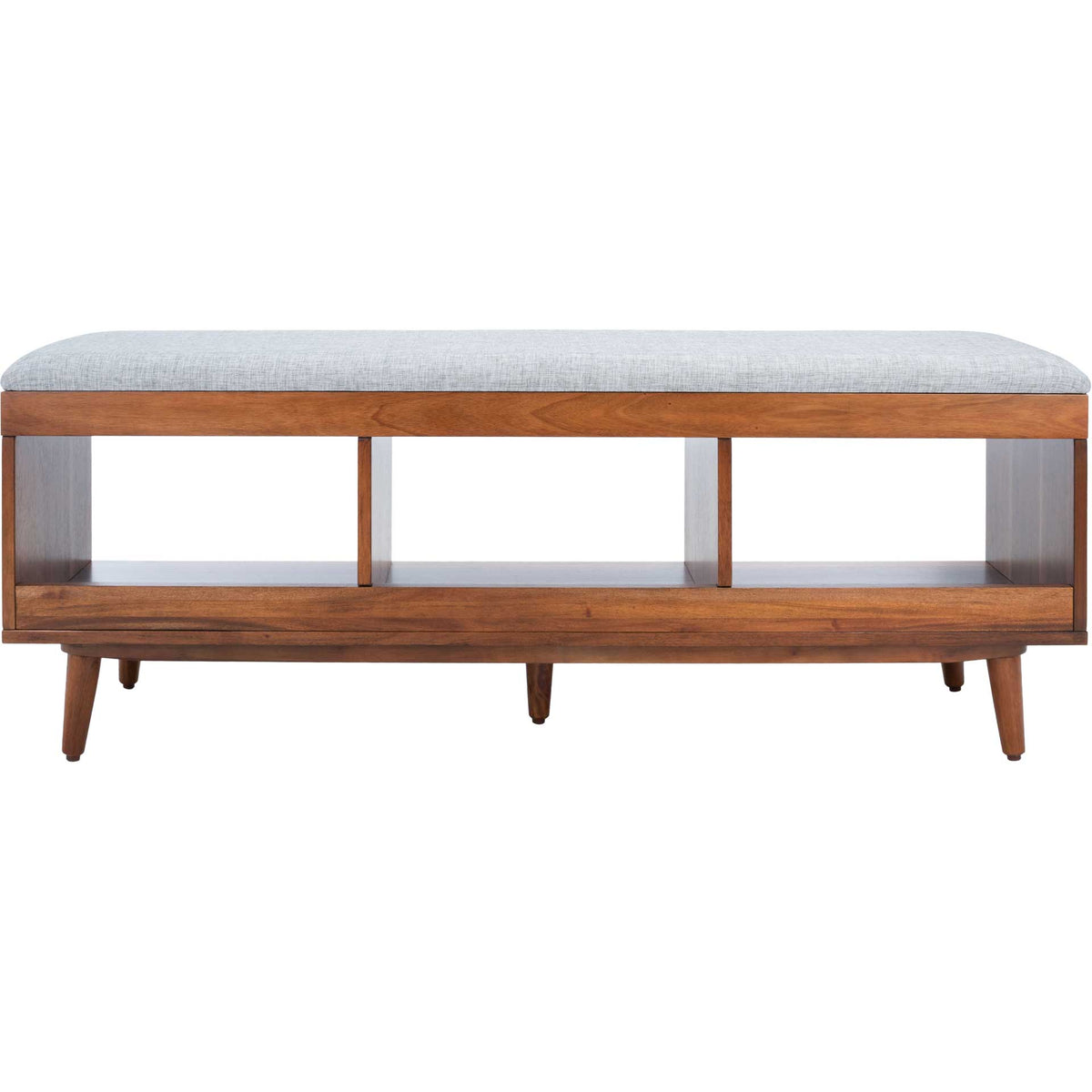 Crane Open Shelf Bench With Cushion Gray/Natural