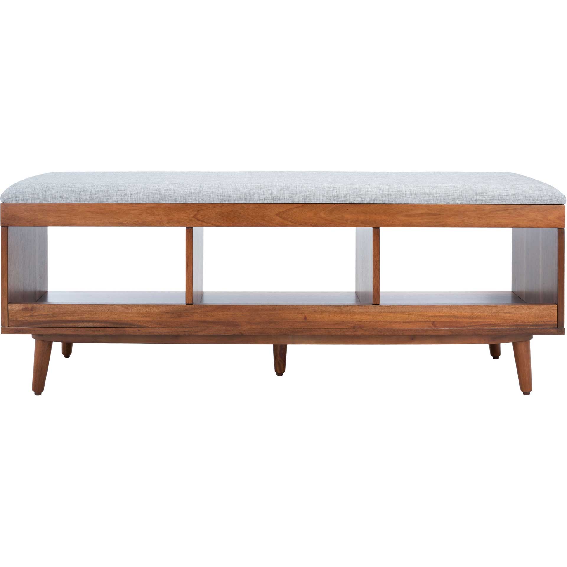 Crane Open Shelf Bench With Cushion Gray/Natural