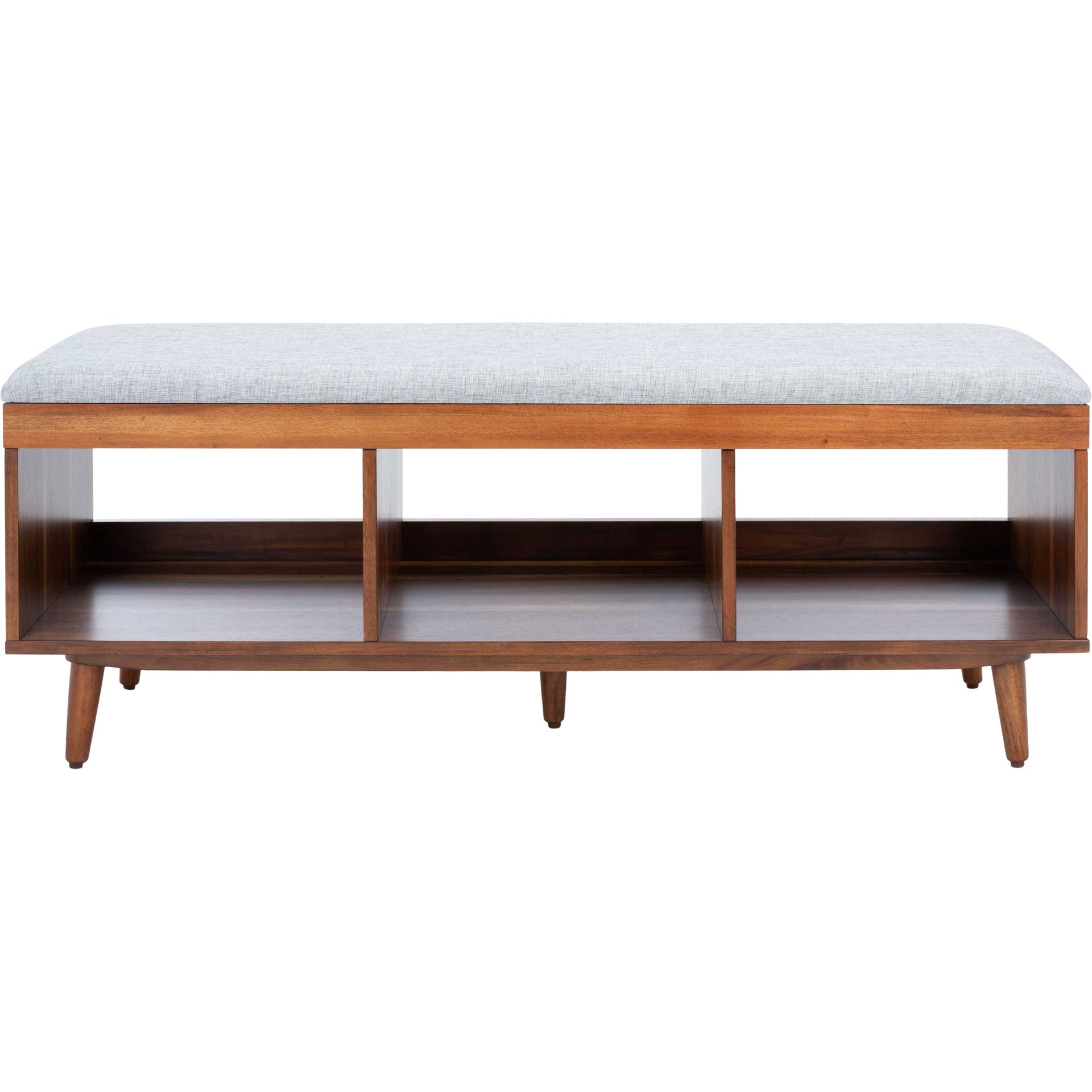 Crane Open Shelf Bench With Cushion Gray/Natural
