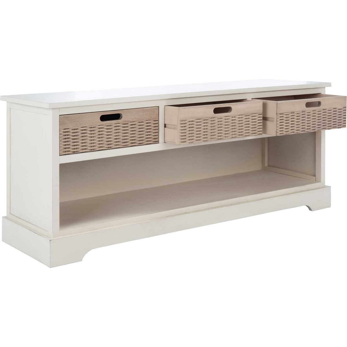 Lali 3 Drawer Storage Bench Distressed White