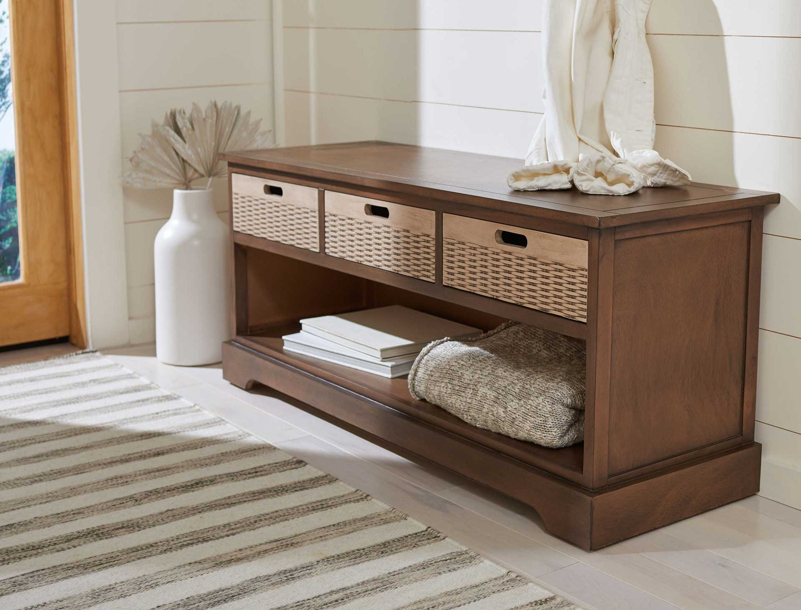 Lali 3 Drawer Storage Bench Brown
