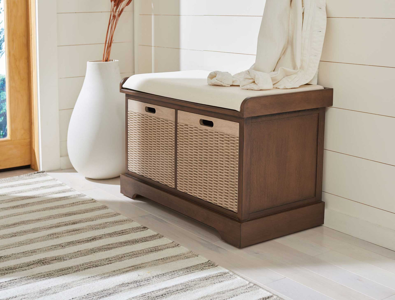 Lali 2 Drawer/Cushion Storage Bench Brown