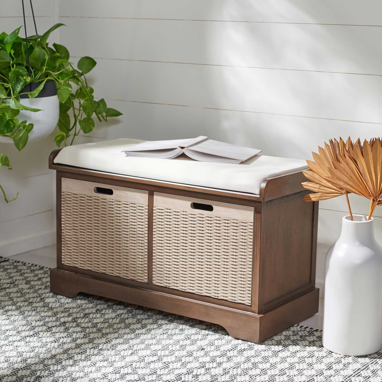 Lali 2 Drawer/Cushion Storage Bench Brown