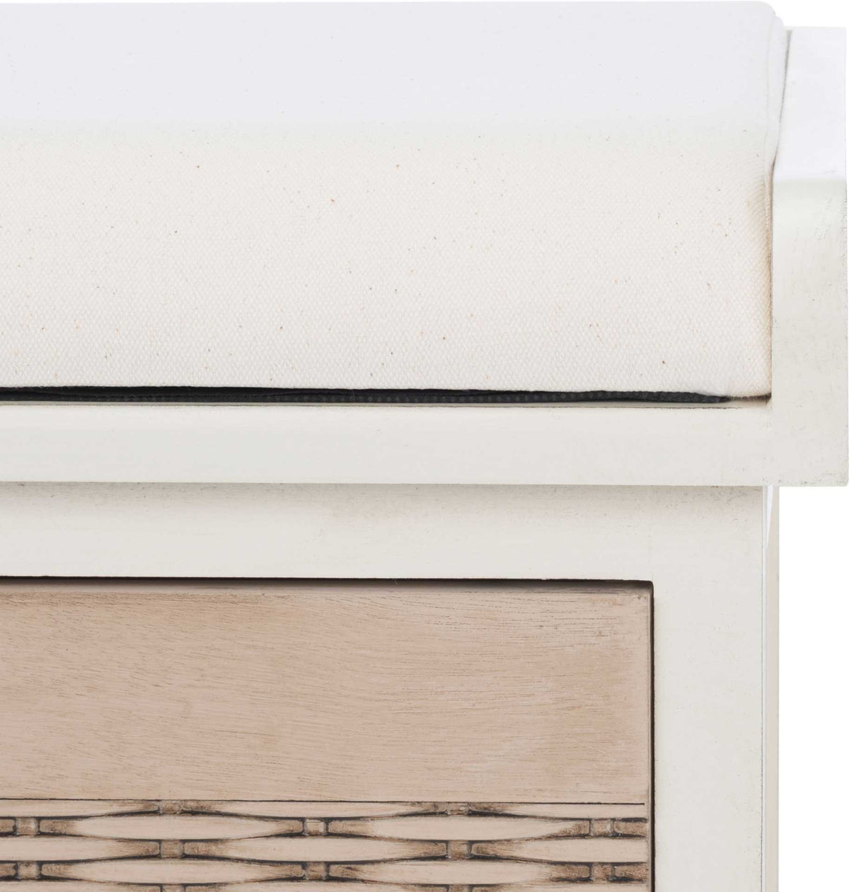 Lali 3 Drawer/Cushion Storage Bench Distressed White