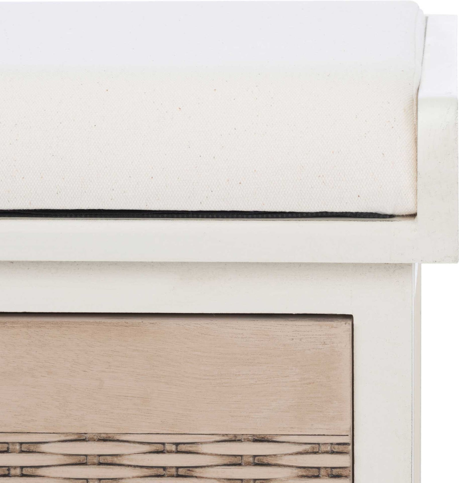 Lali 3 Drawer/Cushion Storage Bench Distressed White