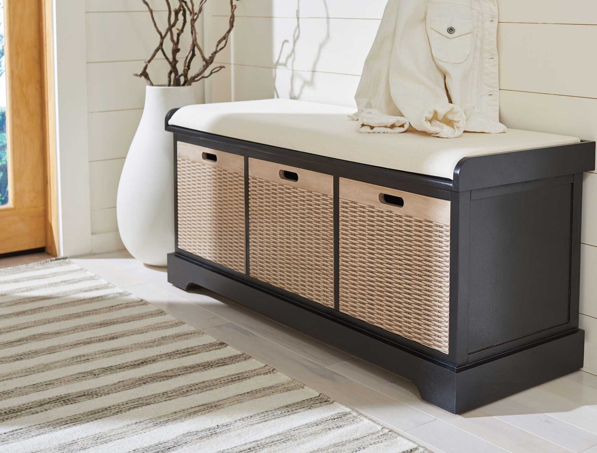 Lali 3 Drawer/Cushion Storage Bench Black