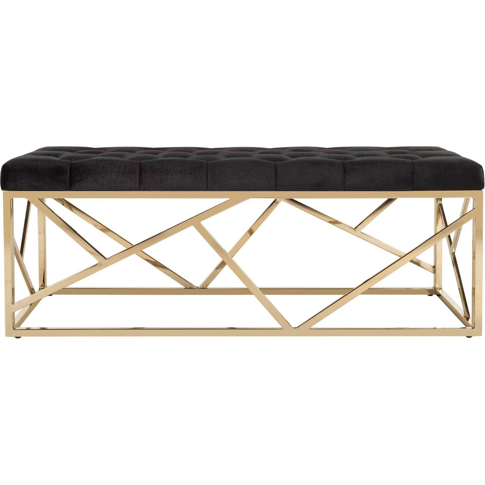 Fatima Tufted Rectangular Bench Black/Brass